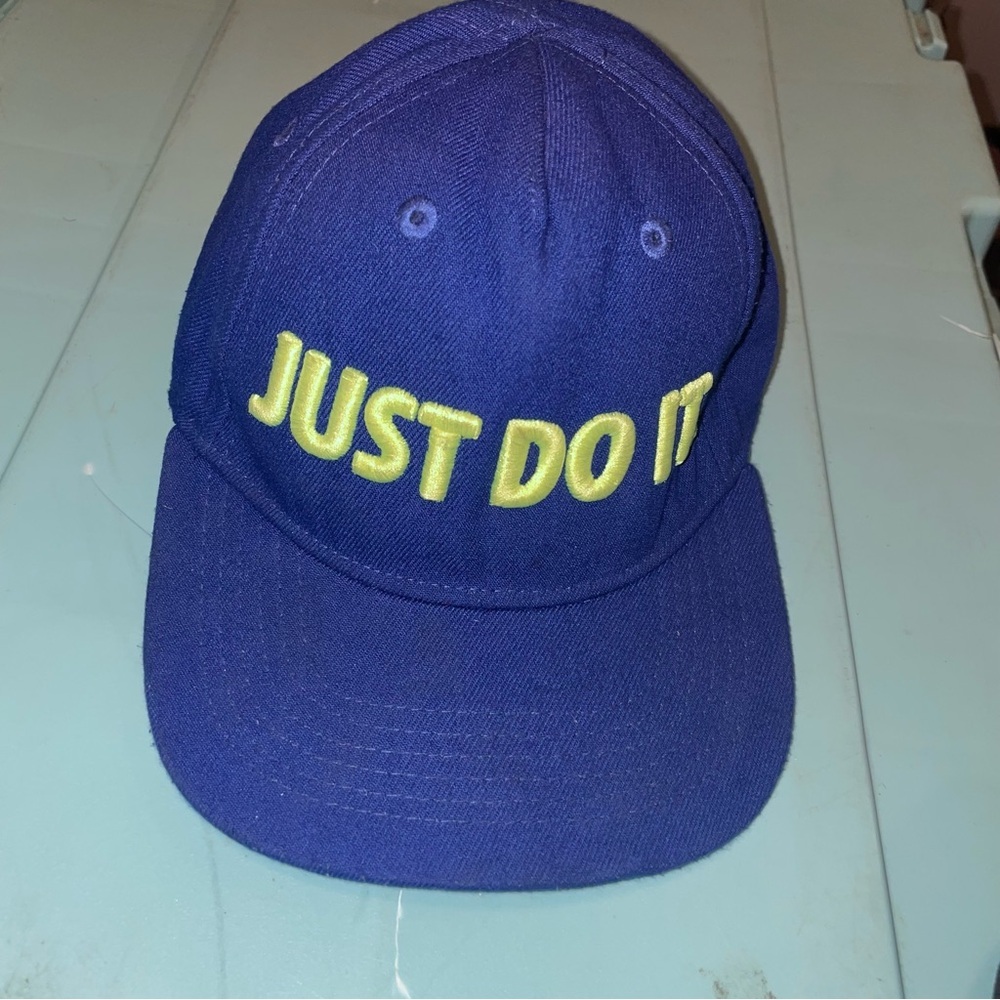Nike Kids Purple Cap with Yellow Slogan